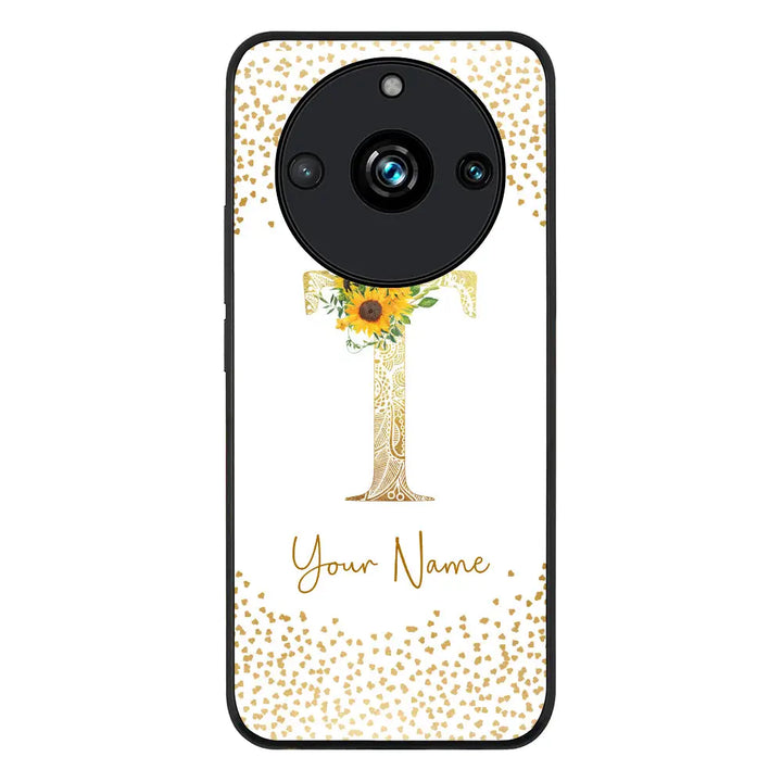 Realme 11 Pro / Realme 11 Pro Plus / Rugged Black Phone Case Floral Mandala Initial Phone Case - Realme - Stylizedd