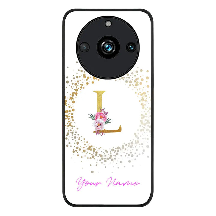 Floral Initial Phone Case - Realme - 11 Pro / Plus / Rugged Black - Stylizedd