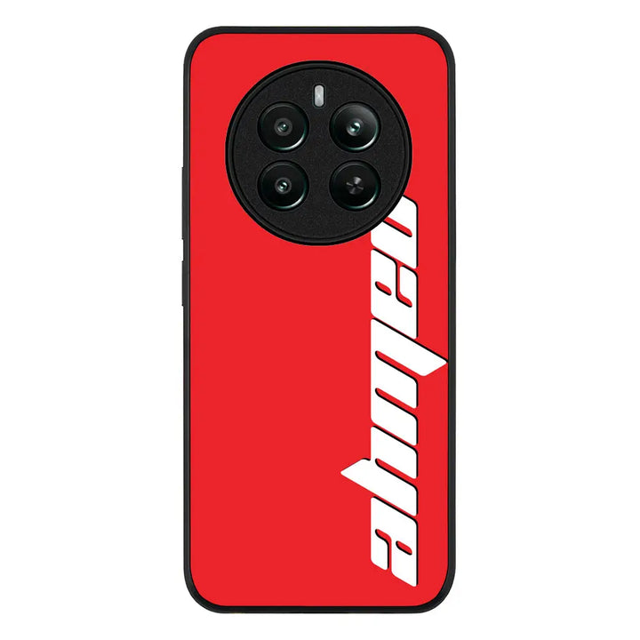 Custom Text Vertical Name Phone Case - Realme - 12 Plus / 4G / Rugged Black - Stylizedd