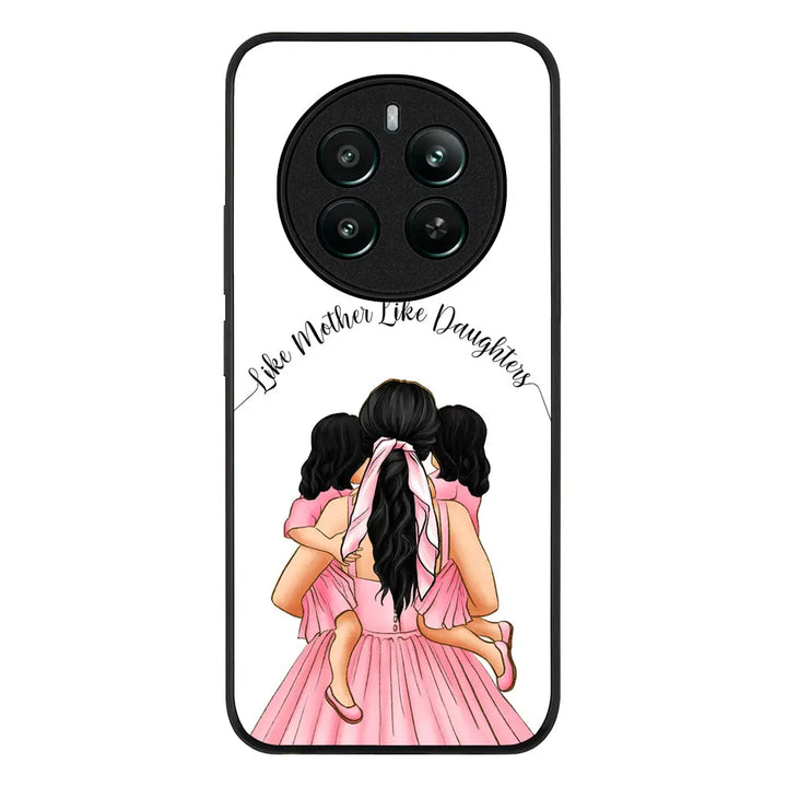 Mother 2 daughters Custom Clipart Text Phone Case - Realme - 12 Plus / 4G / Rugged Black - Stylizedd