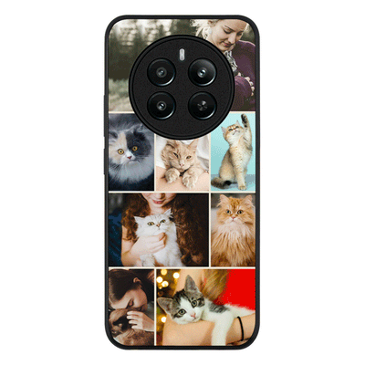 Personalised Photo Collage Grid Pet Cat Phone Case - Realme - 12 Plus / 4G / Rugged Black