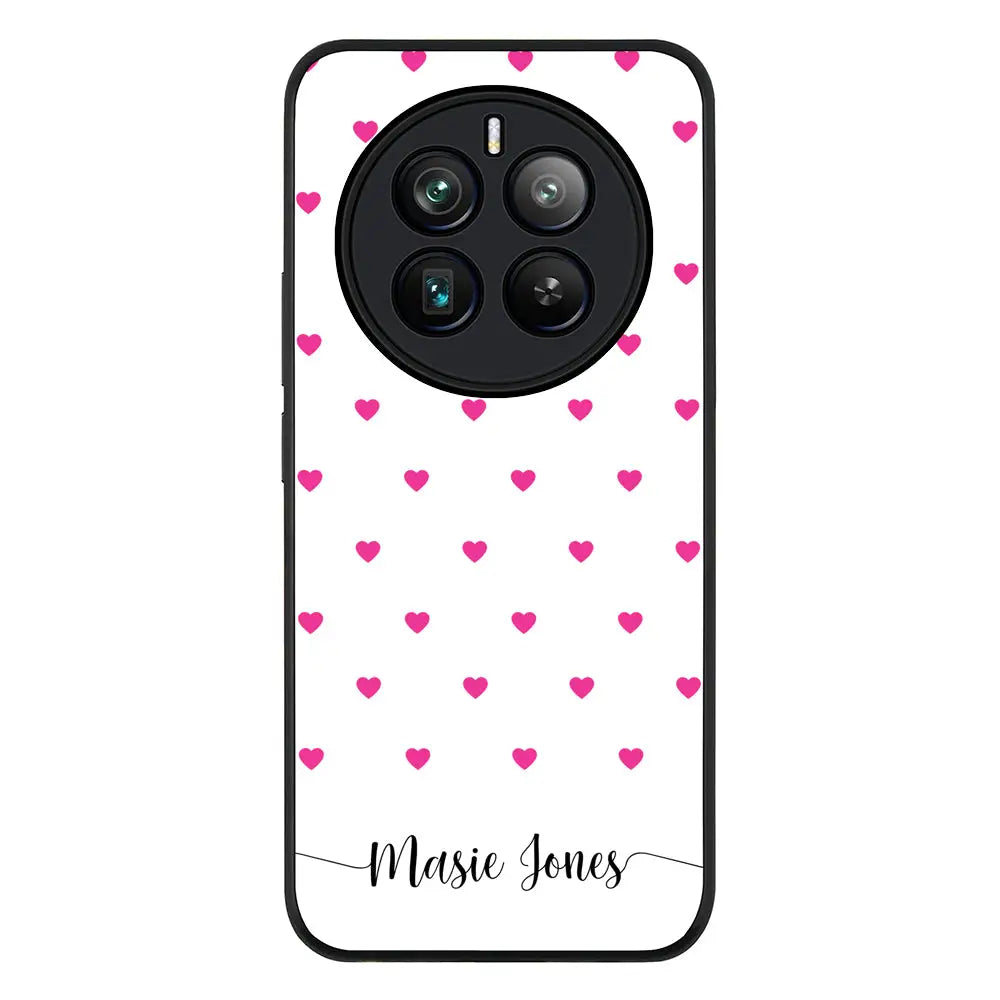 Heart Pattern Custom Text My Name Phone Case - Realme - 12 Pro / Plus / Rugged Black - Stylizedd