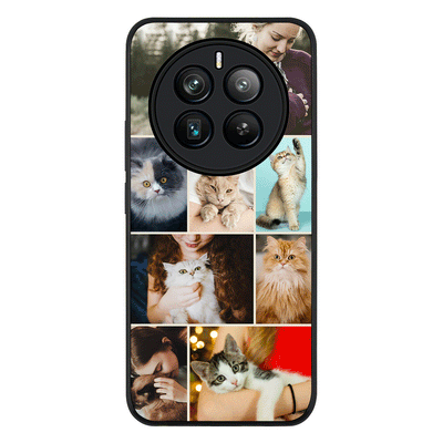 Personalised Photo Collage Grid Pet Cat Phone Case - Realme - 12 Pro / Plus / Rugged Black