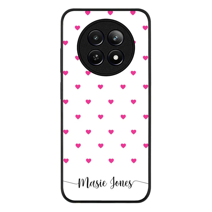 Heart Pattern Custom Text My Name Phone Case - Realme - 12 / 12x 5G / Rugged Black - Stylizedd