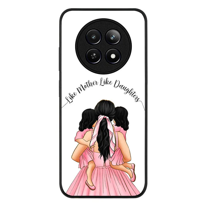 Mother 2 daughters Custom Clipart Text Phone Case - Realme - 12 / 12x 5G / Rugged Black - Stylizedd