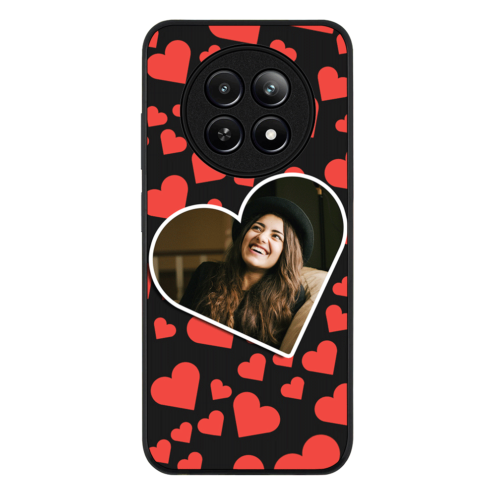 Custom Photo Heart shaped Phone Case - Realme - 12 / 12x 5G / Rugged Black - Stylizedd