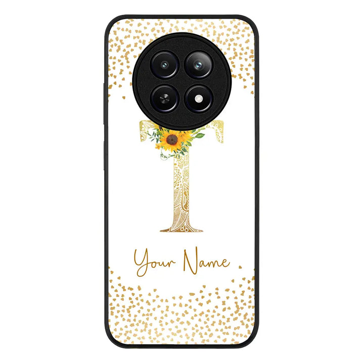 Floral Mandala Initial Phone Case - Realme - 12 / 12x 5G / Rugged Black - Stylizedd