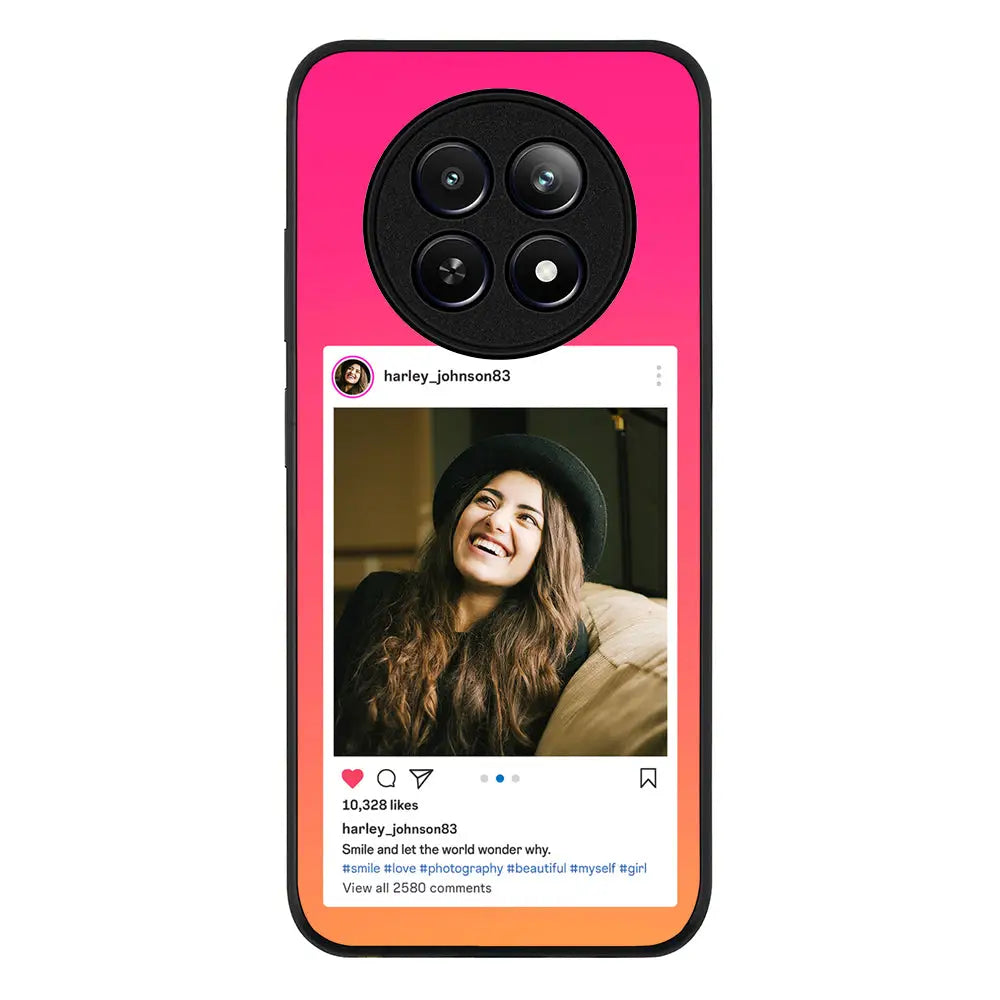 Custom Photo Instagram Post Template Phone Case - Realme - 12 / 12x 5G / Rugged Black - Stylizedd