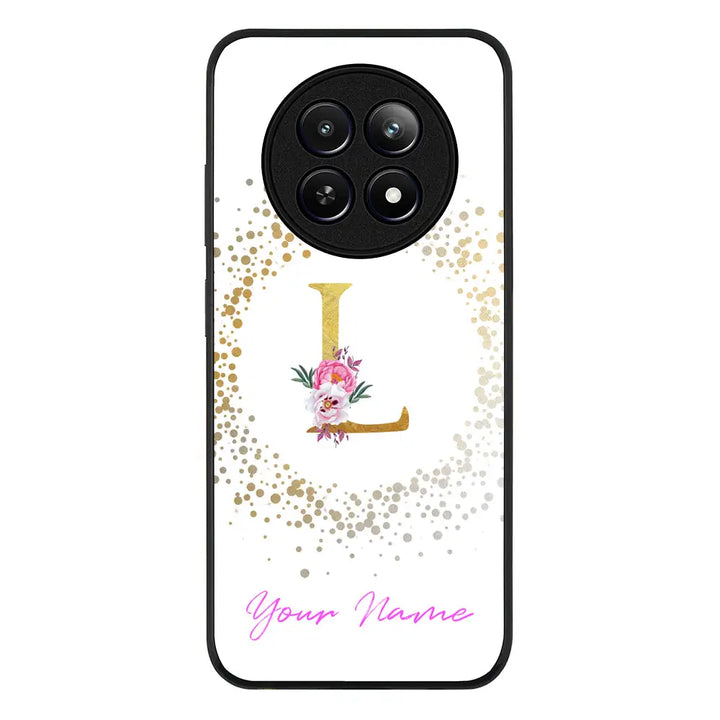 Floral Initial Phone Case - Realme - 12 / 12x 5G / Rugged Black - Stylizedd