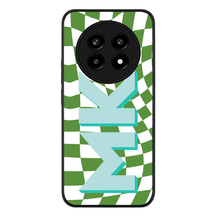 Custom Monogram Initial Wavy Checkerboard, Phone Case - Realme