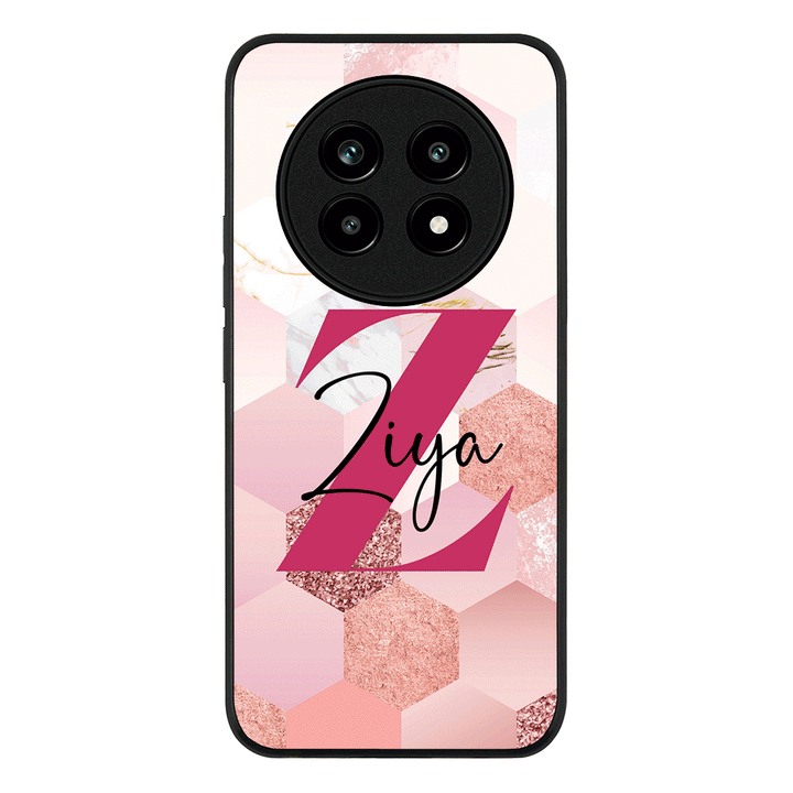 Personalized Text Geometric Pink Marble Texture, Phone Case - Realme
