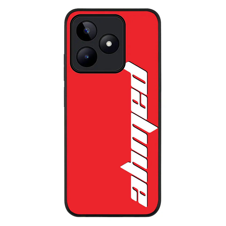 Custom Text Vertical Name Phone Case - Realme - C51 / Narzo N53 / Note 50 / Rugged Black - Stylizedd