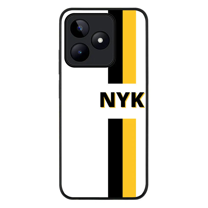 Custom Striped Monogram Phone Case - Realme - C51 / Narzo N53 / Note 50 / Rugged Black - Stylizedd