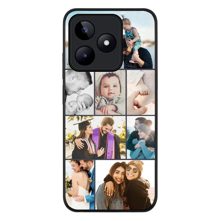 Personalised Photo Collage Grid Phone Case - Realme - C51 / Narzo N53 / Note 50 / Rugged Black