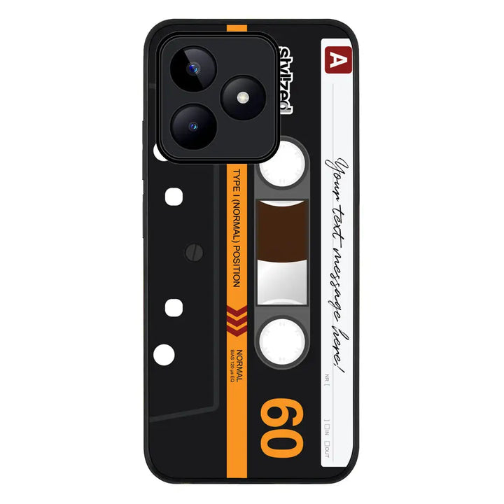 Custom Retro Cassette Tape Phone Case - Realme - C51 / Narzo N53 / Note 50 / Rugged Black