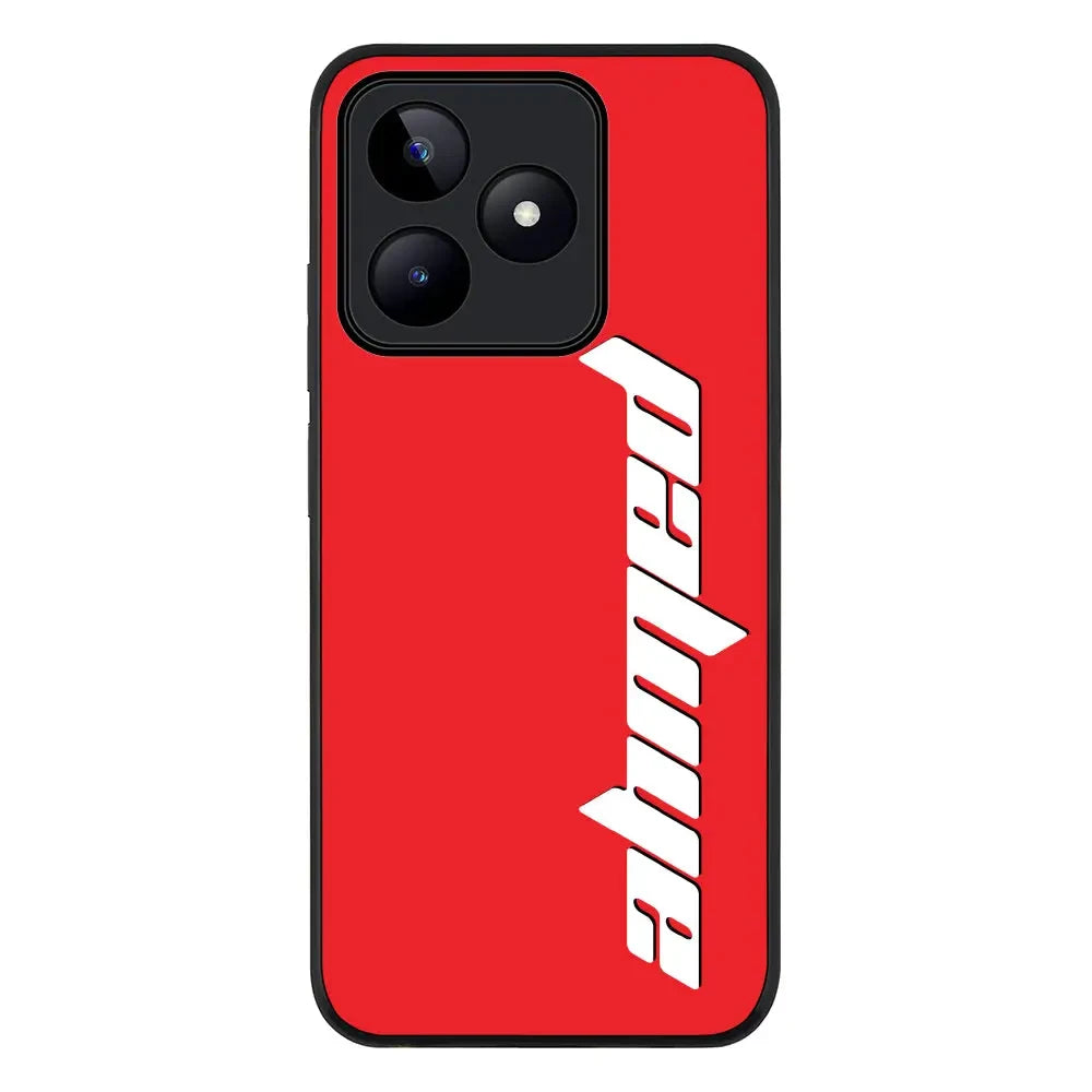 Custom Text Vertical Name Phone Case - Realme - C53 / Rugged Black - Stylizedd