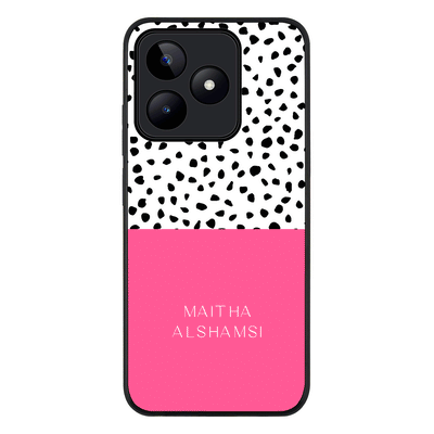 Personalized Text Colorful Spotted Dotted Phone Case - Realme - C53 / Rugged Black - Stylizedd