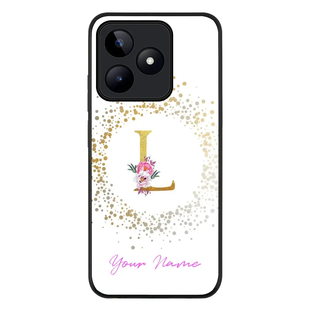 Floral Initial Phone Case - Realme - C53 / Rugged Black - Stylizedd