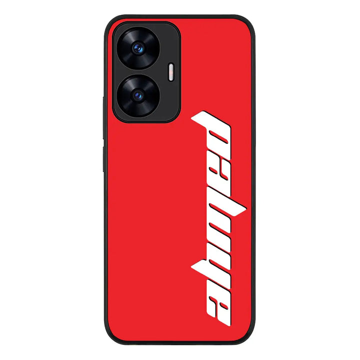 Realme C55 4G / Rugged Black Custom Text, Vertical Name Phone Case - Realme - Stylizedd.com