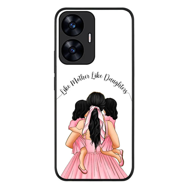 Realme C55 4G / Rugged Black Phone Case Mother 2 daughters Custom Clipart, Text Phone Case - Realme - Stylizedd