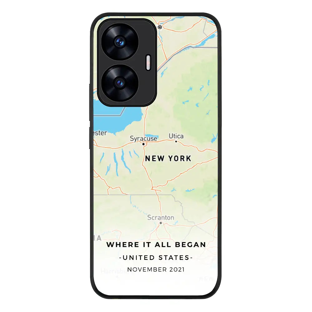 Realme C55 4G / Rugged Black Personalized map, Phone Case - Realme - Stylizedd.com