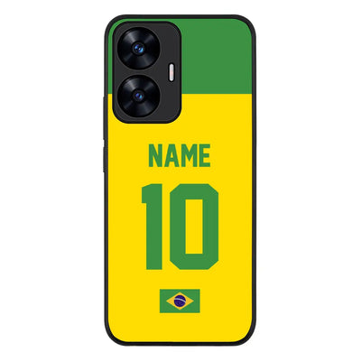 Realme C55 4G / Rugged Black Personalized Football Jersey Phone Case Custom Name & Number - Realme - Stylizedd.com