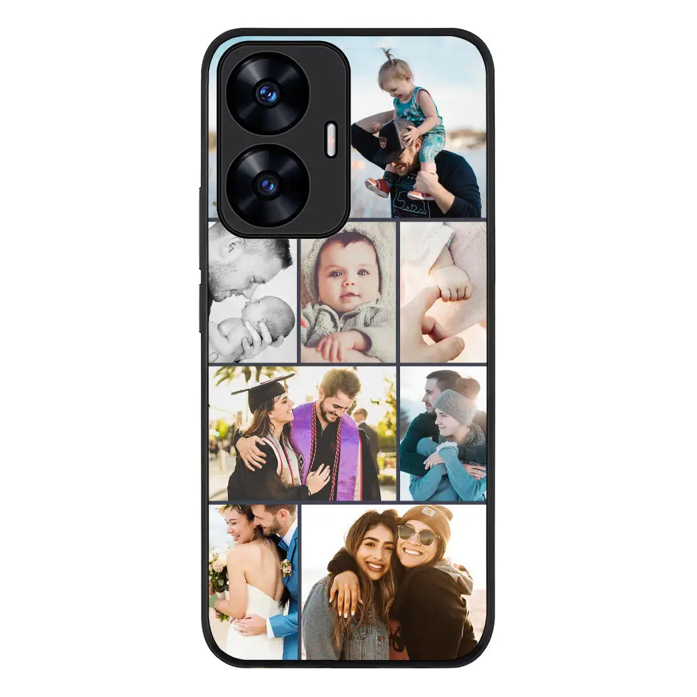 Realme C55 4G / Rugged Black Phone Case Personalised Photo Collage Grid Phone Case - Realme - Stylizedd