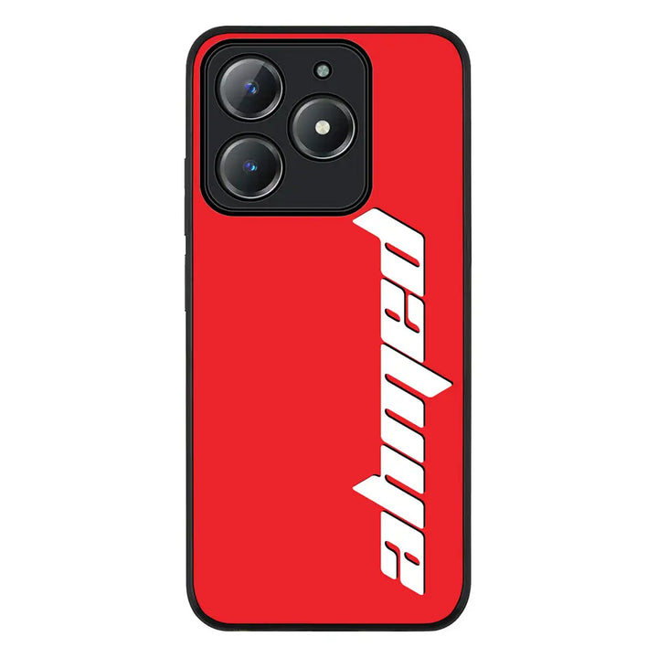 Custom Text Vertical Name Phone Case - Realme - C63 / C61 / Rugged Black - Stylizedd