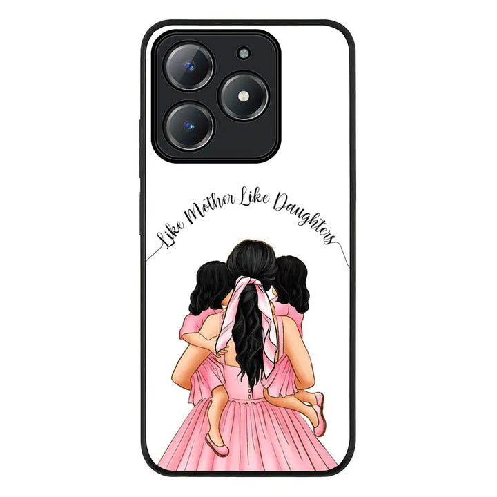 Mother 2 daughters Custom Clipart Text Phone Case - Realme - C63 / C61 / Rugged Black - Stylizedd