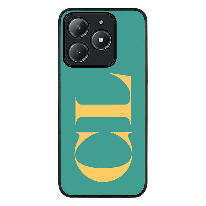 Personalized Monogram Large Initial 3D Shadow Text Phone Case - Realme - C63 / C61 / Rugged Black