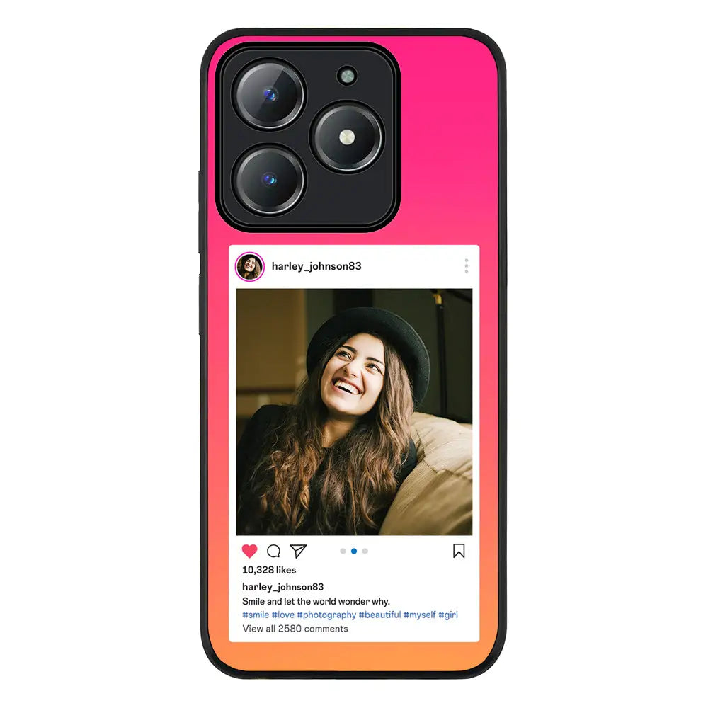 Custom Photo Instagram Post Template Phone Case - Realme - C63 / C61 / Rugged Black - Stylizedd