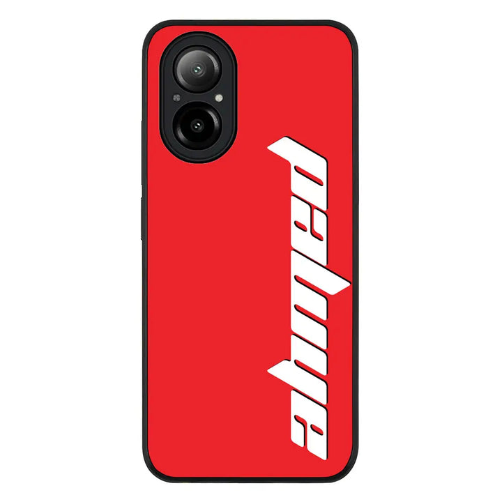 Custom Text Vertical Name Phone Case - Realme - C67 4G / Rugged Black - Stylizedd
