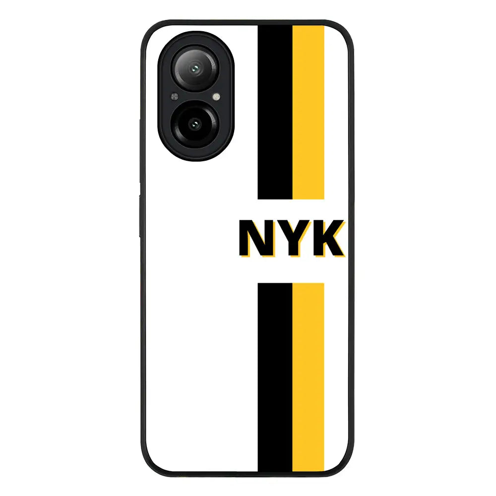 Custom Striped Monogram Phone Case - Realme - C67 4G / Rugged Black - Stylizedd