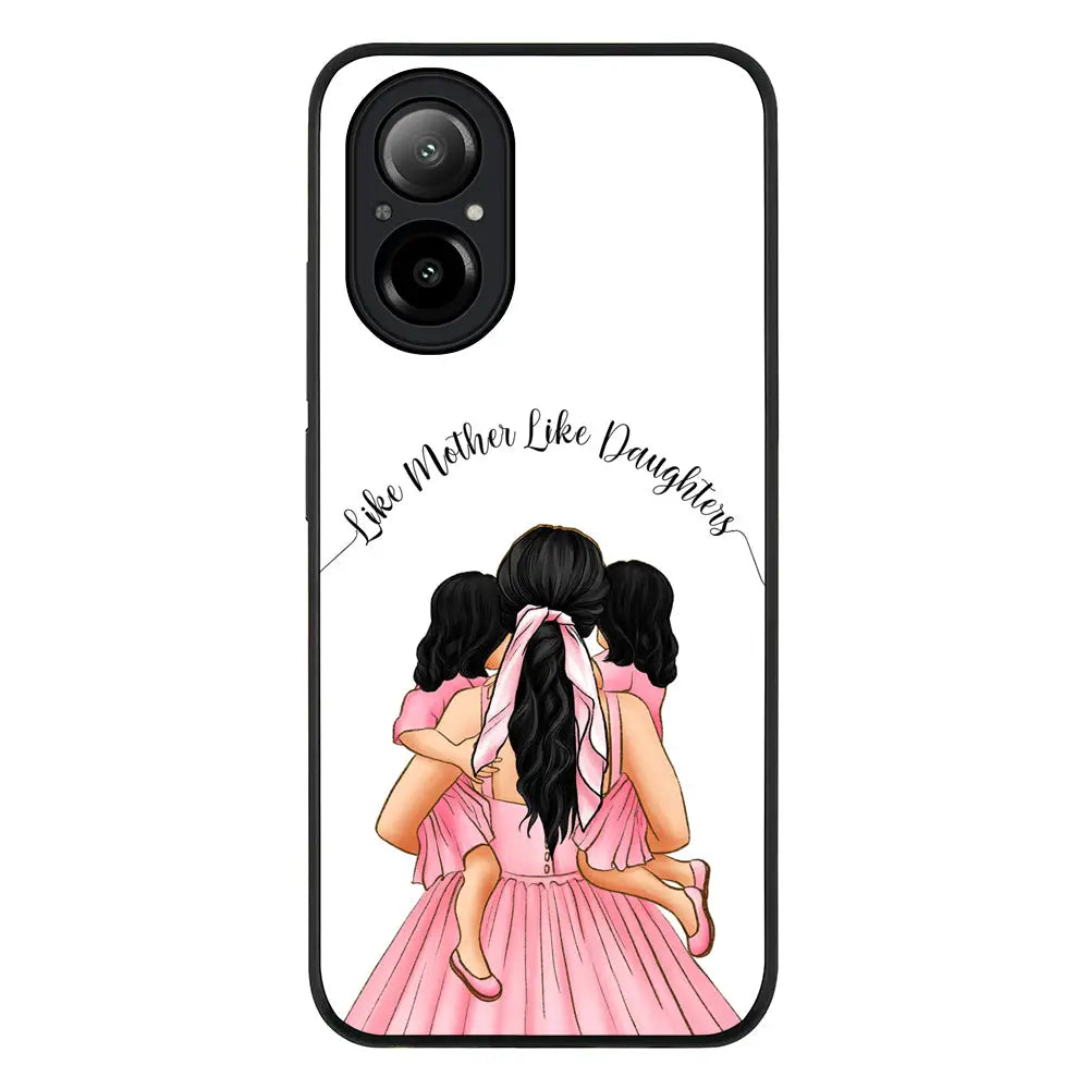 Mother 2 daughters Custom Clipart Text Phone Case - Realme - C67 4G / Rugged Black - Stylizedd