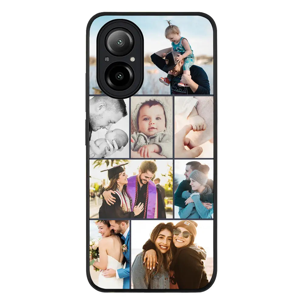 Personalised Photo Collage Grid Phone Case - Realme - C67 4G / Rugged Black - Stylizedd