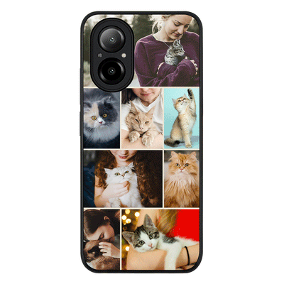 Personalised Photo Collage Grid Pet Cat Phone Case - Realme - C67 4G / Rugged Black - Stylizedd