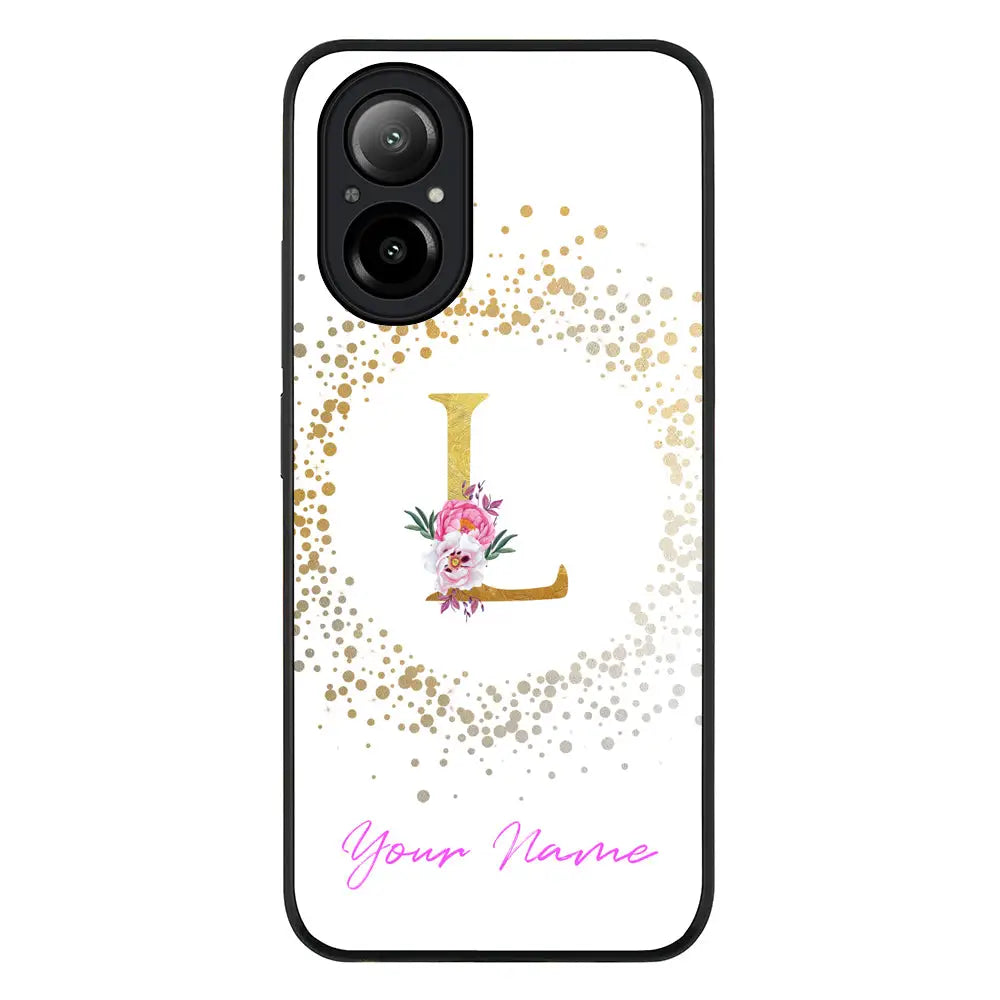 Floral Initial Phone Case - Realme - C67 4G / Rugged Black - Stylizedd