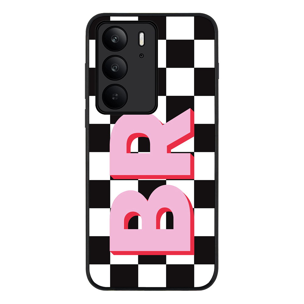 Custom Monogram Initial Checkerboard, Phone Case - Realme