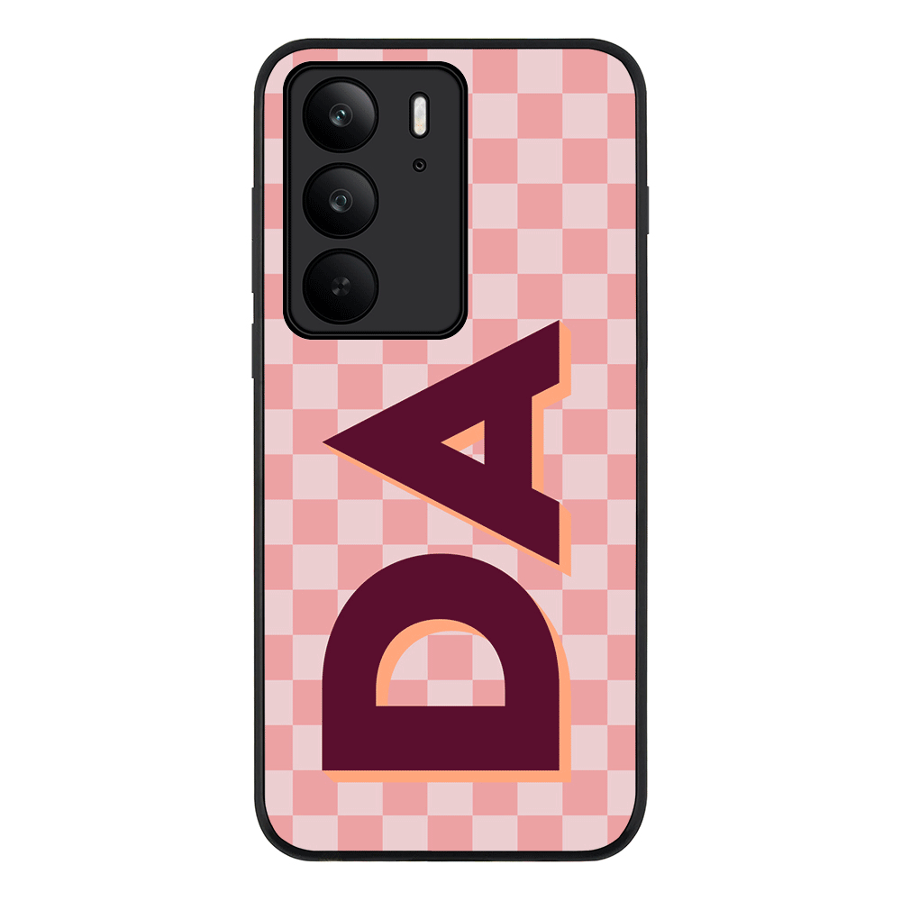 Custom Monogram Initial Small Checkerboard, Phone Case - Realme