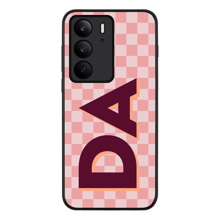 Custom Monogram Initial Small Checkerboard, Phone Case - Realme