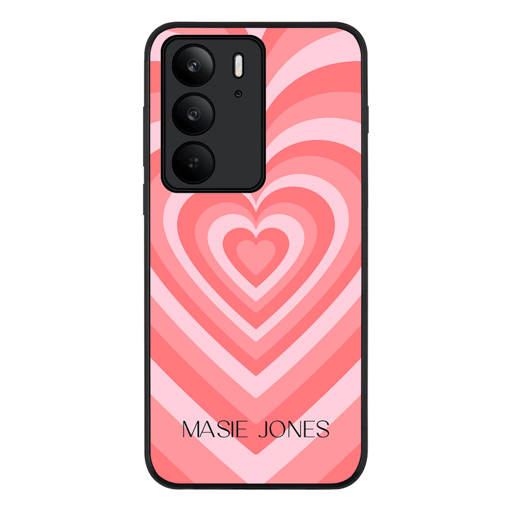 Personalized Name Retro Hearts, Phone Case - Realme