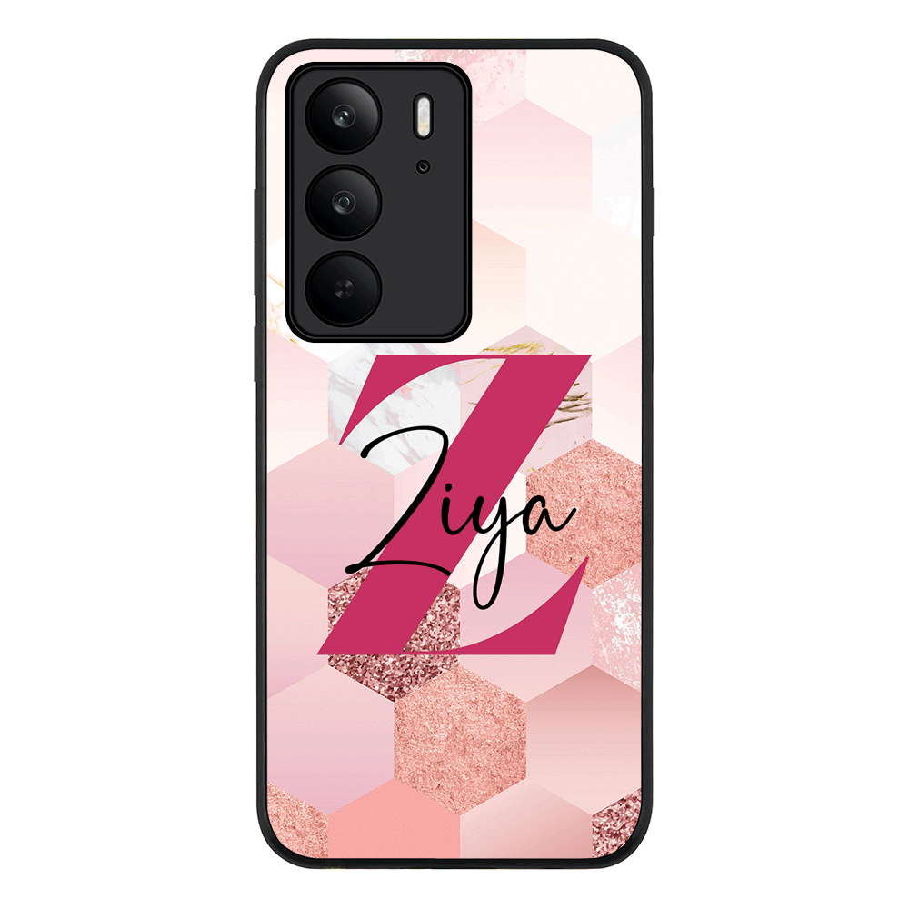 Personalized Text Geometric Pink Marble Texture, Phone Case - Realme