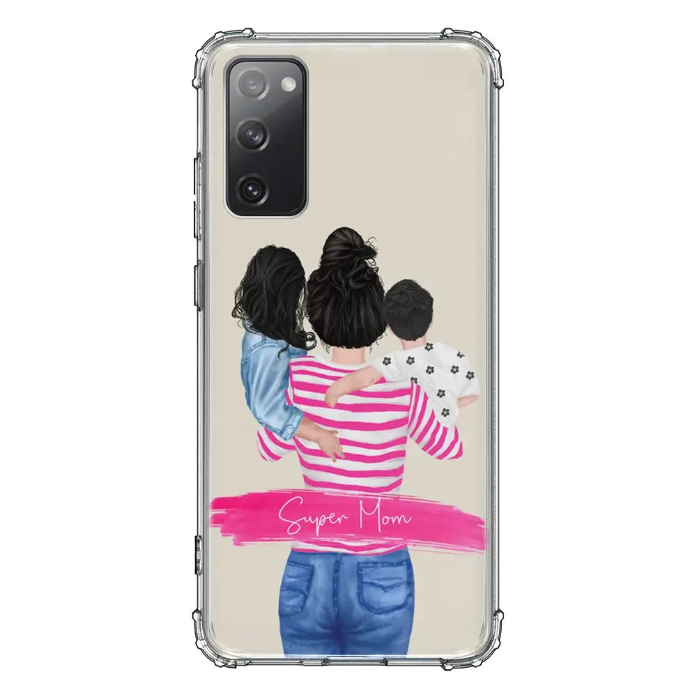 Samsung Galaxy S20 FE 4G 5G / Clear Classic Phone Case Custom Clipart Text Mother Son & Daughter Phone Case - Samsung S Series - Stylizedd
