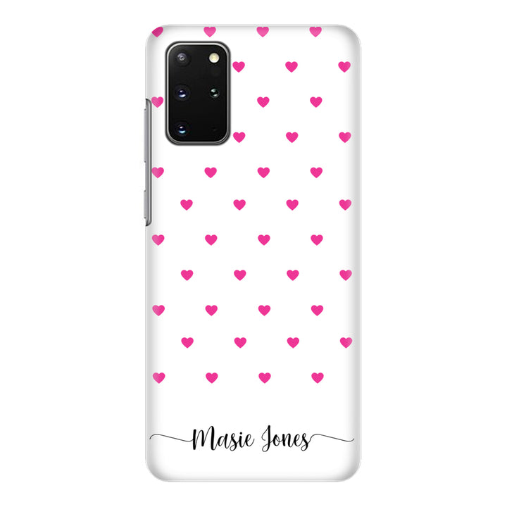 Samsung Galaxy S20 Plus / Snap Classic Heart Pattern Custom Text, My Name Phone Case - Samsung S Series - Stylizedd.com