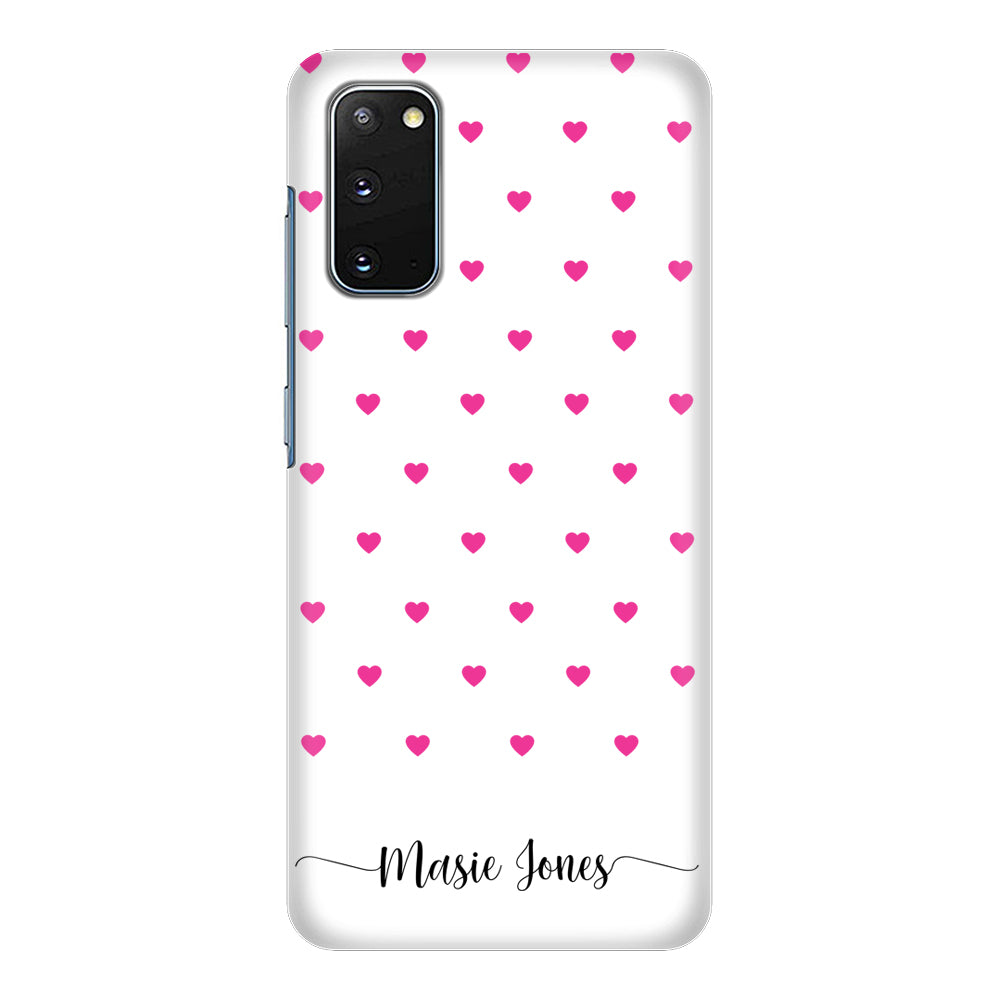 Samsung Galaxy S20 / Snap Classic Heart Pattern Custom Text, My Name Phone Case - Samsung S Series - Stylizedd.com