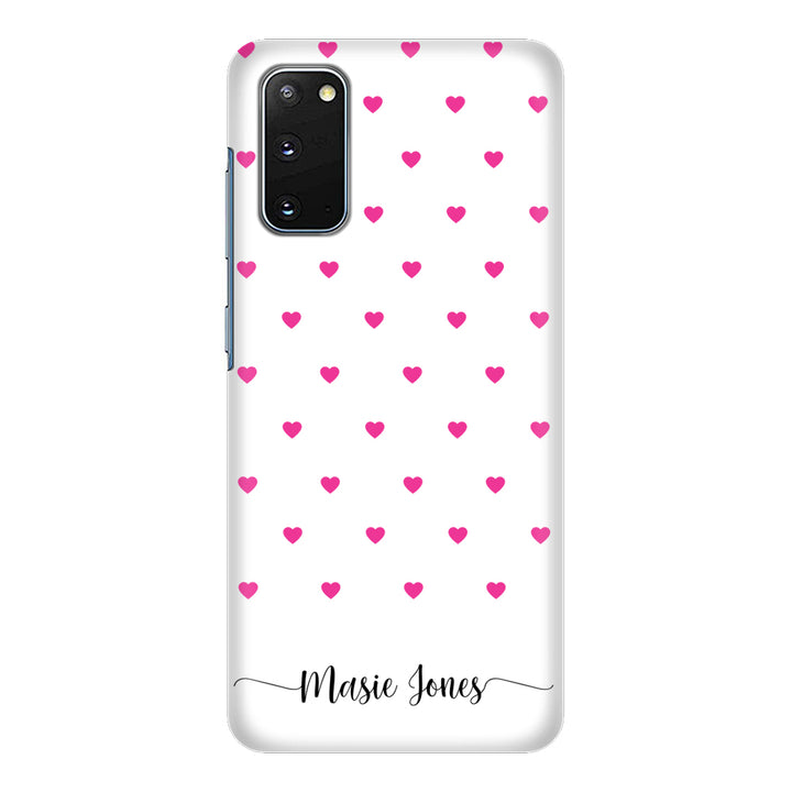 Samsung Galaxy S20 / Snap Classic Heart Pattern Custom Text, My Name Phone Case - Samsung S Series - Stylizedd.com