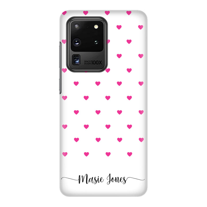 Samsung Galaxy S20 Ultra / Snap Classic Heart Pattern Custom Text, My Name Phone Case - Samsung S Series - Stylizedd.com