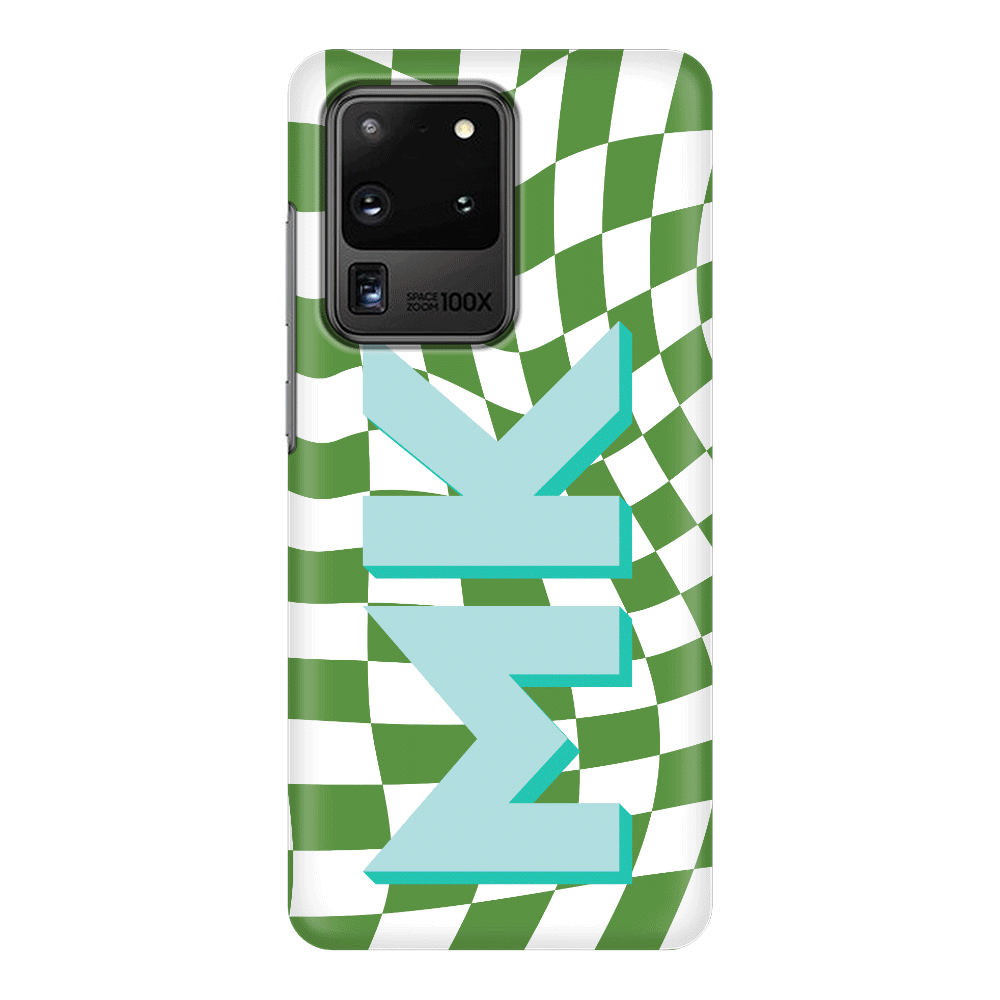 Samsung Galaxy S20 Ultra / Snap Classic Custom Monogram Initial Wavy Checkerboard, Phone Case - Samsung S Series - Stylizedd.com