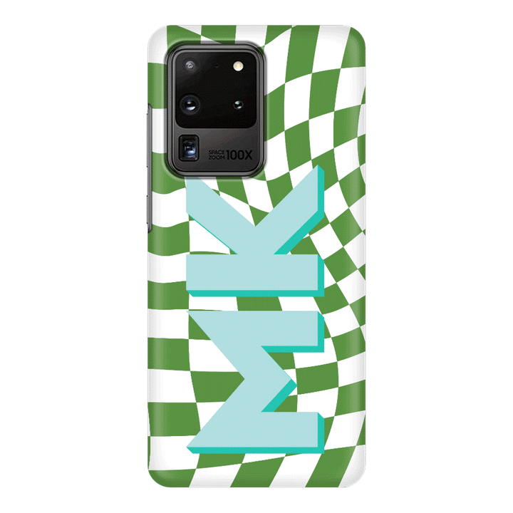 Samsung Galaxy S20 Ultra / Snap Classic Custom Monogram Initial Wavy Checkerboard, Phone Case - Samsung S Series - Stylizedd.com