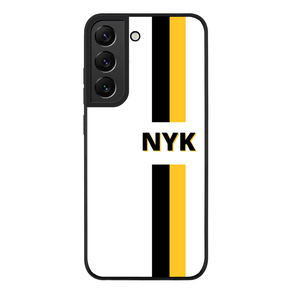Samsung Galaxy S21 FE 5G / Rugged Black Custom Striped Monogram Phone Case - Samsung S Series - Stylizedd.com